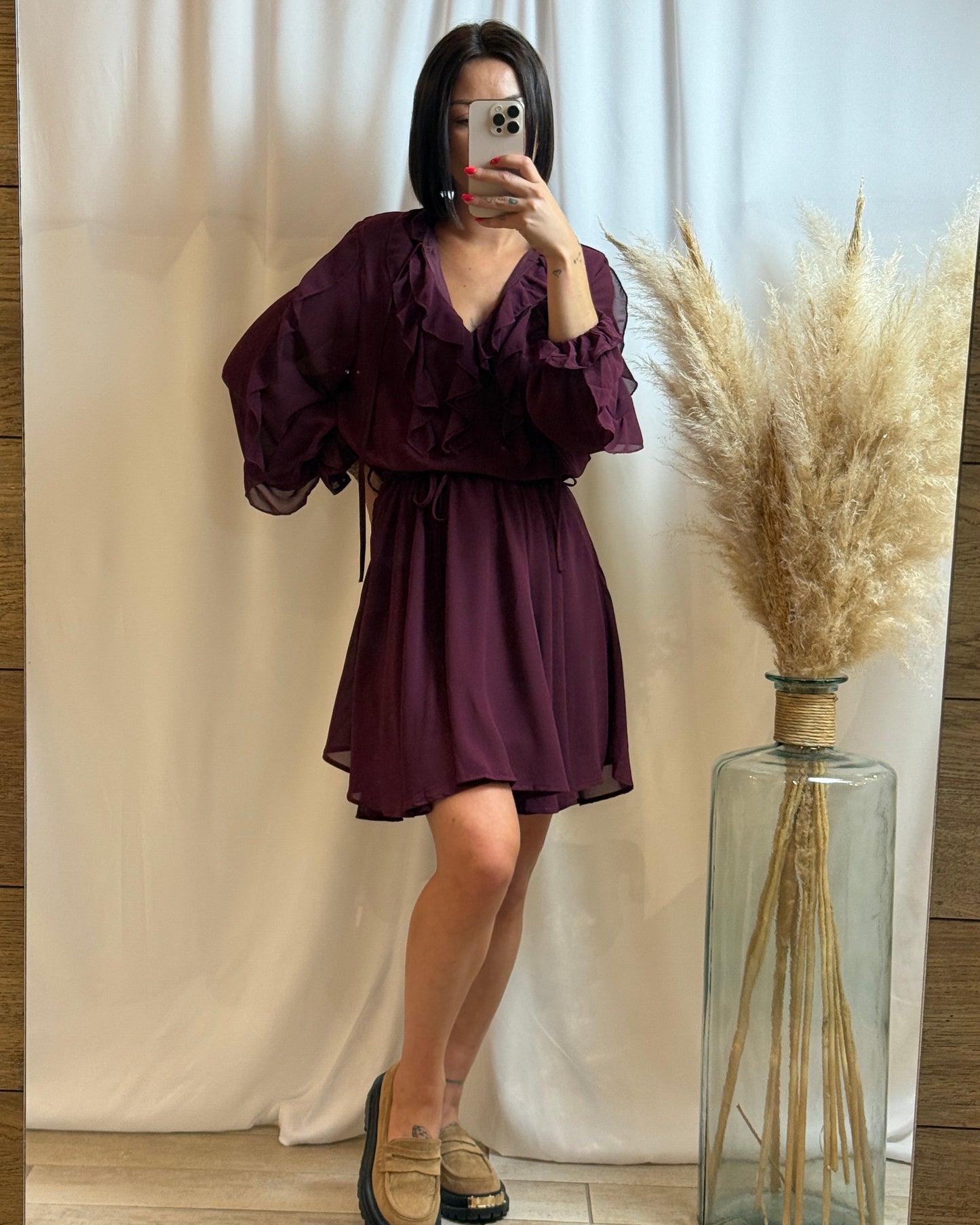 Robe prune fluide - La maison de Manon