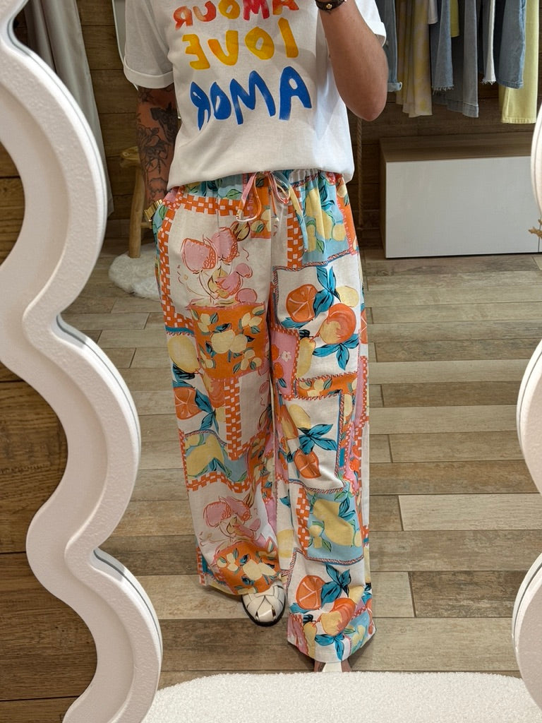 Pantalon fluide imprimé fruits - La maison de Manon