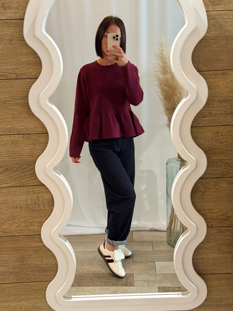 Baskets blanches femme à bandes bordeaux, Style chic - La Maison de Manon
