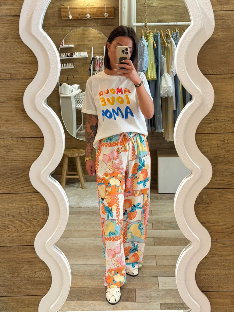 Pantalon fluide imprimé fruits - La maison de Manon