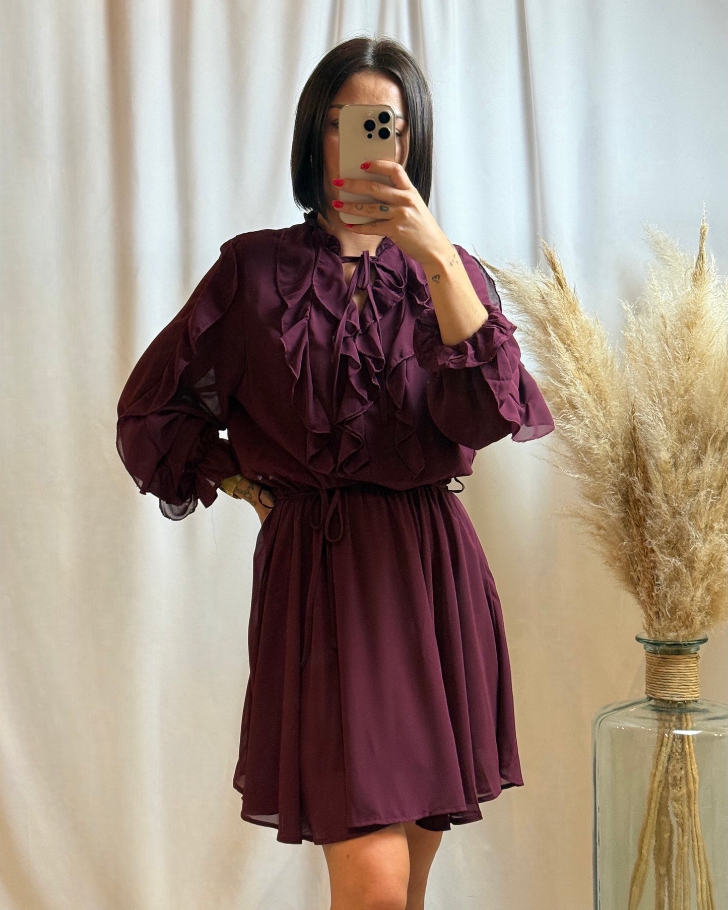 Robe prune fluide - La maison de Manon