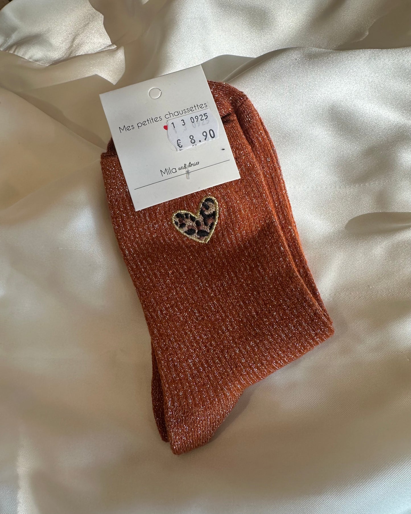 Chaussettes pailletées cœur léopard – Mila and Louise