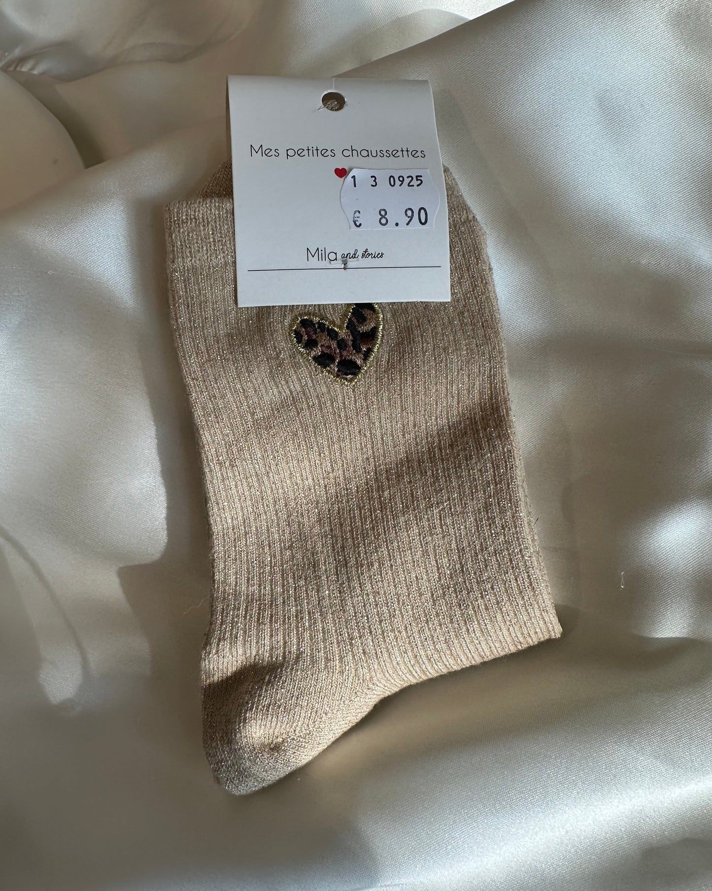 Chaussettes pailletées cœur léopard – Mila and Louise