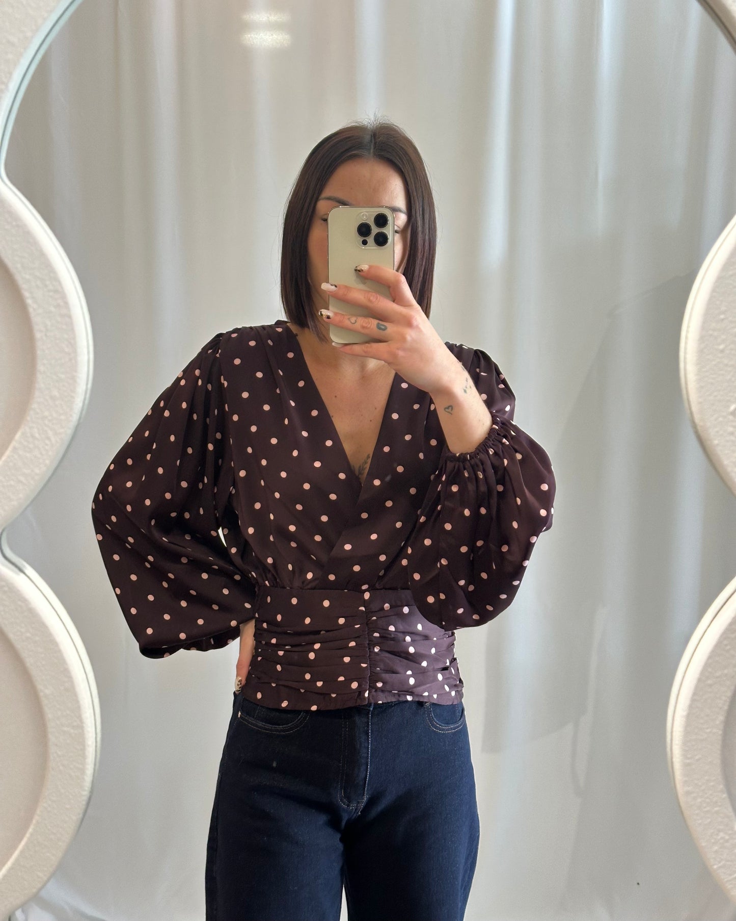 Top à pois prune et rose – La Maison de Manon