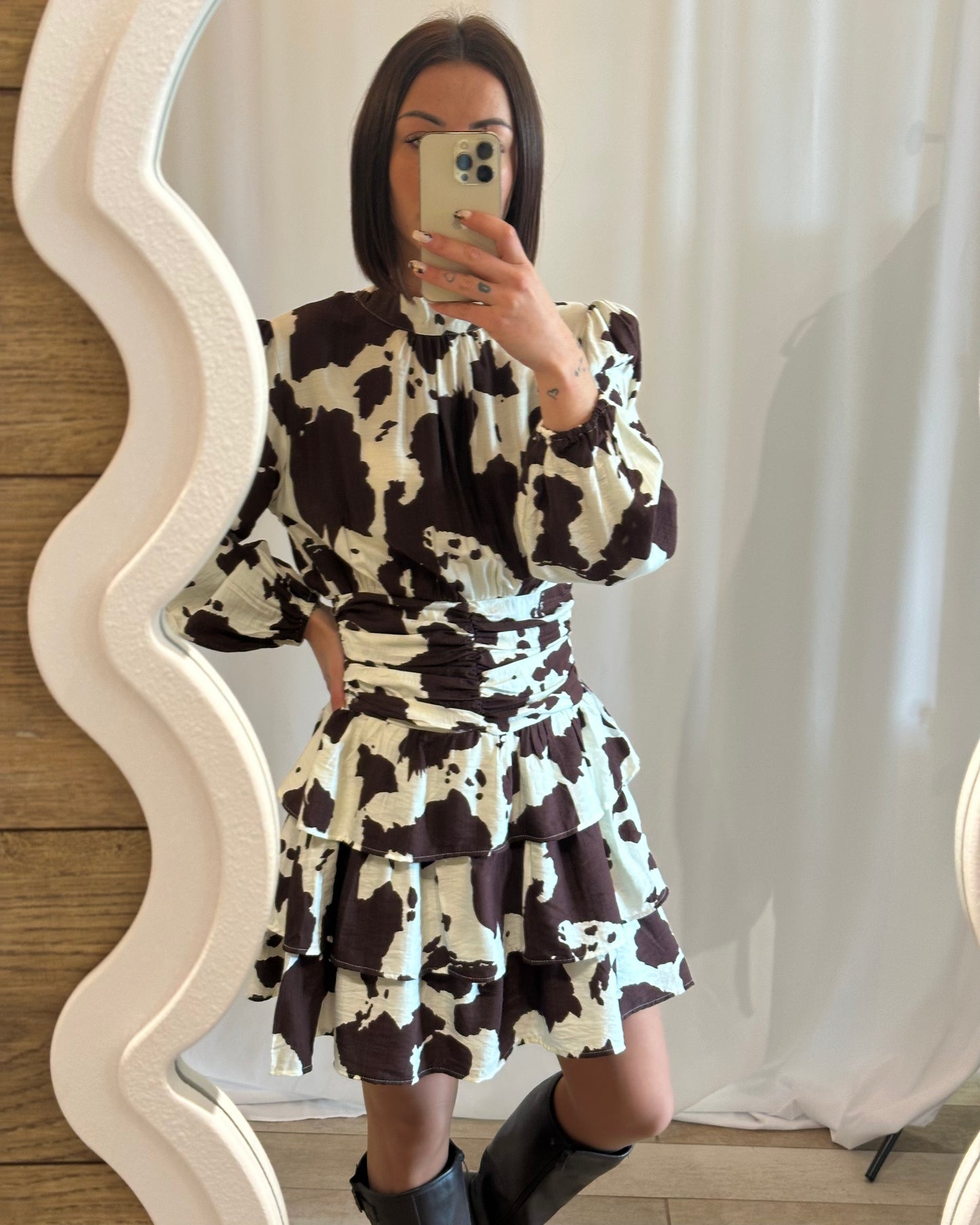Robe imprimé vache marron et écru – La Maison de Manon