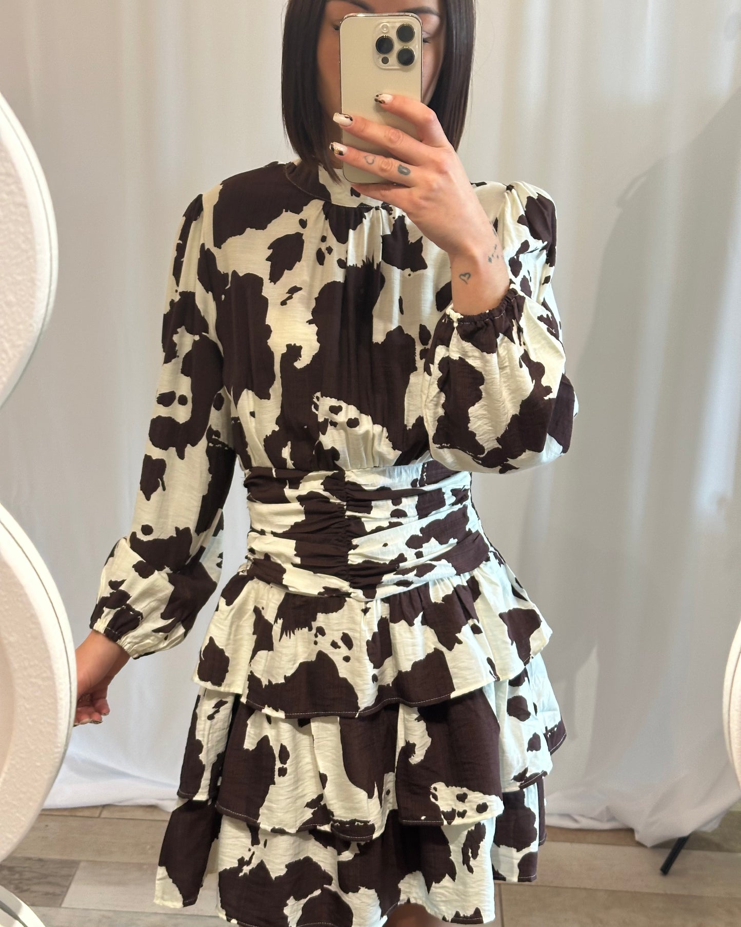 Robe courte imprimé vache marron et beige – La Maison de Manon