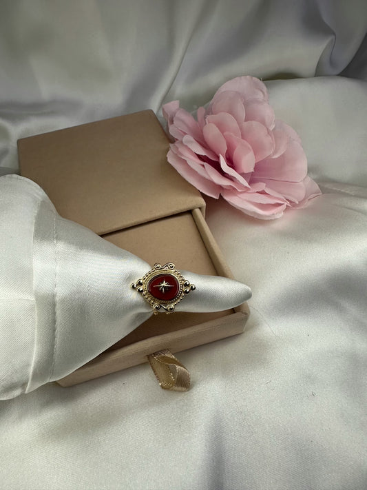 Bague médaillon rouge - La maison de Manon