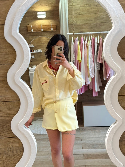 Jupe-short jaune pâle - La maison de Manon