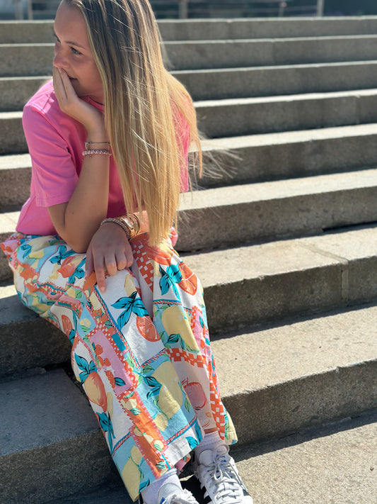 Pantalon fluide imprimé fruits - La maison de Manon