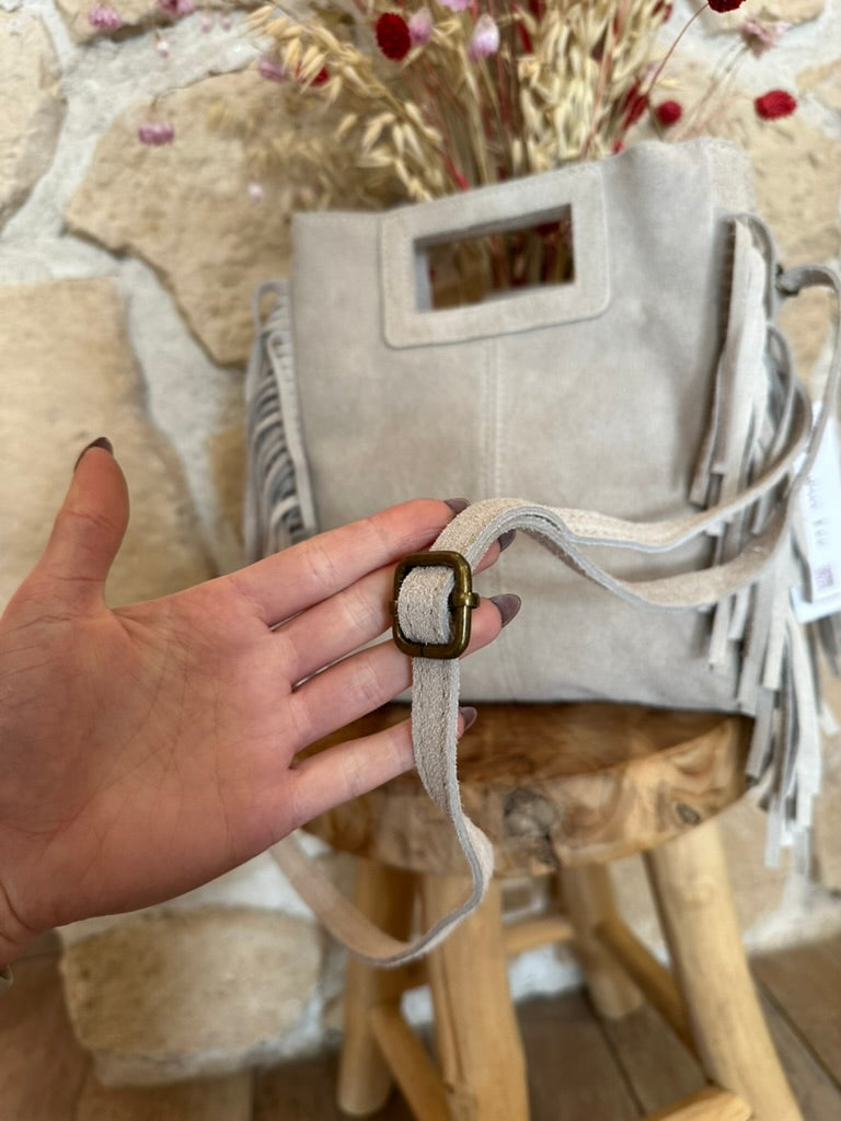 Bandoulière amovible du sac en cuir beige