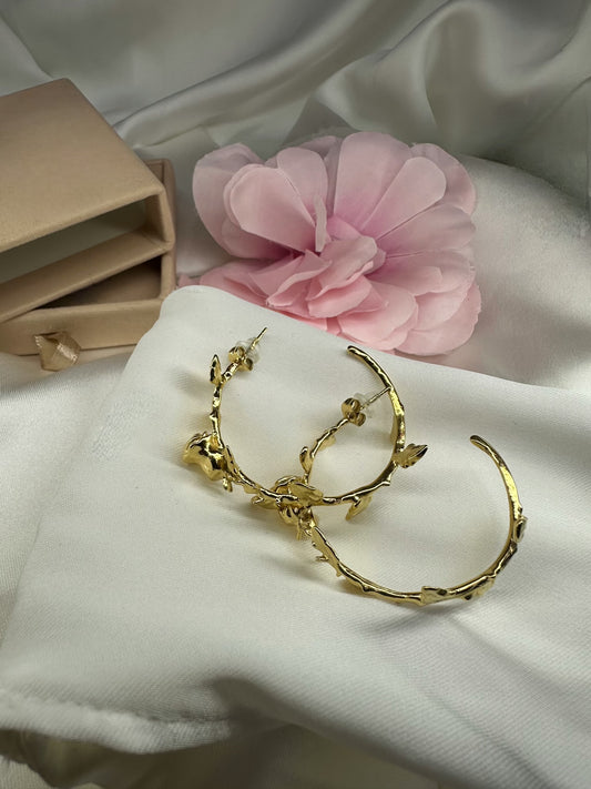 Boucles d’oreilles dorées rose,Créoles élégantes - La Maison de Manon