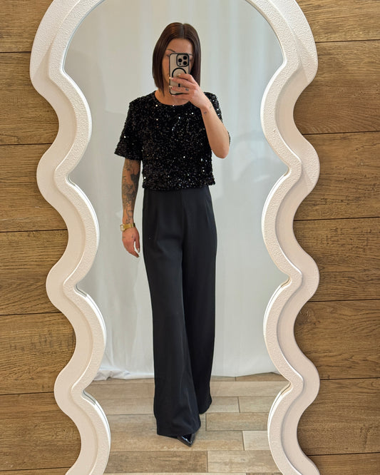 Combinaison noir à sequins dos ouvert - La Maison de Manon