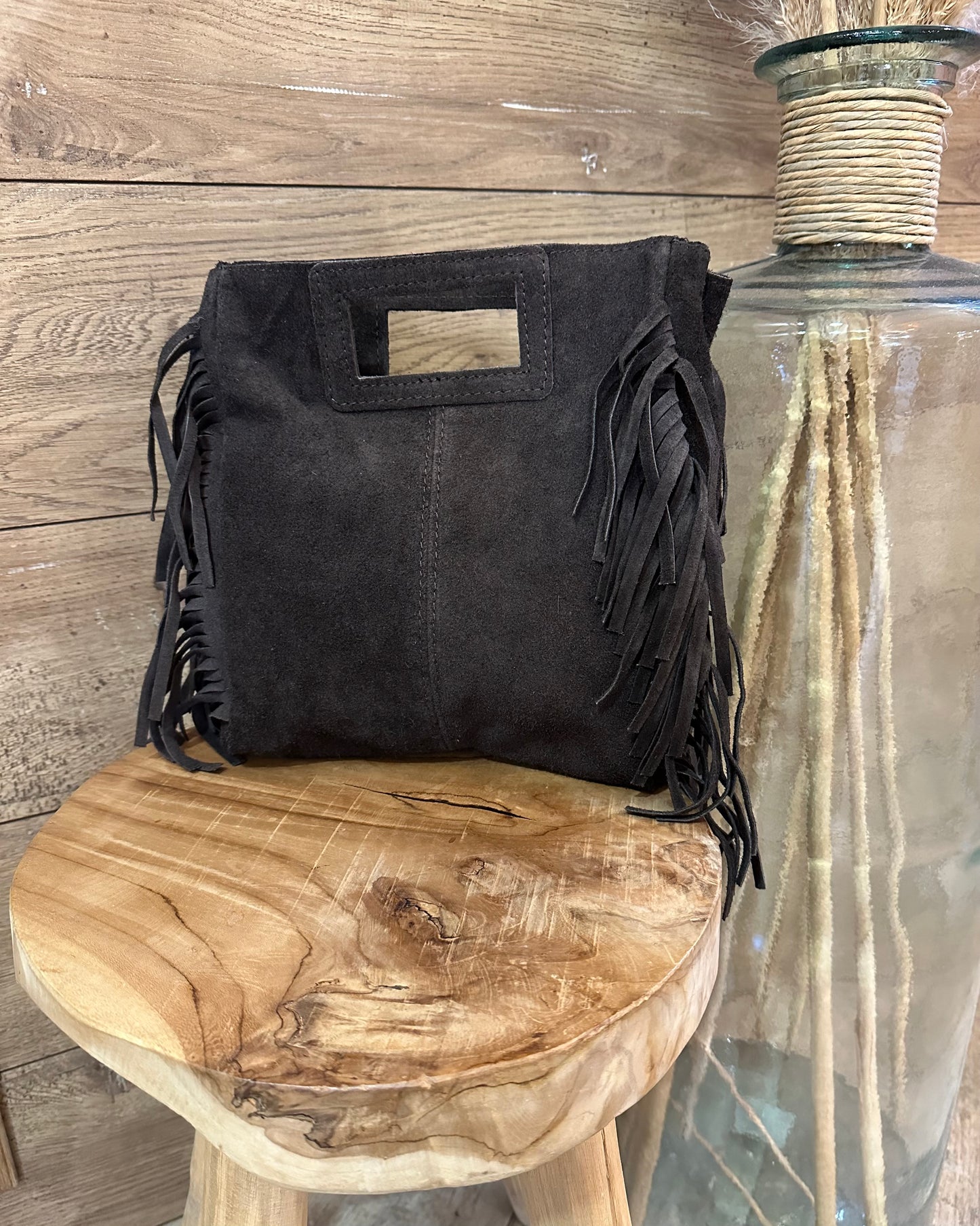 Sac en cuir à franges camel– La Maison de Manon