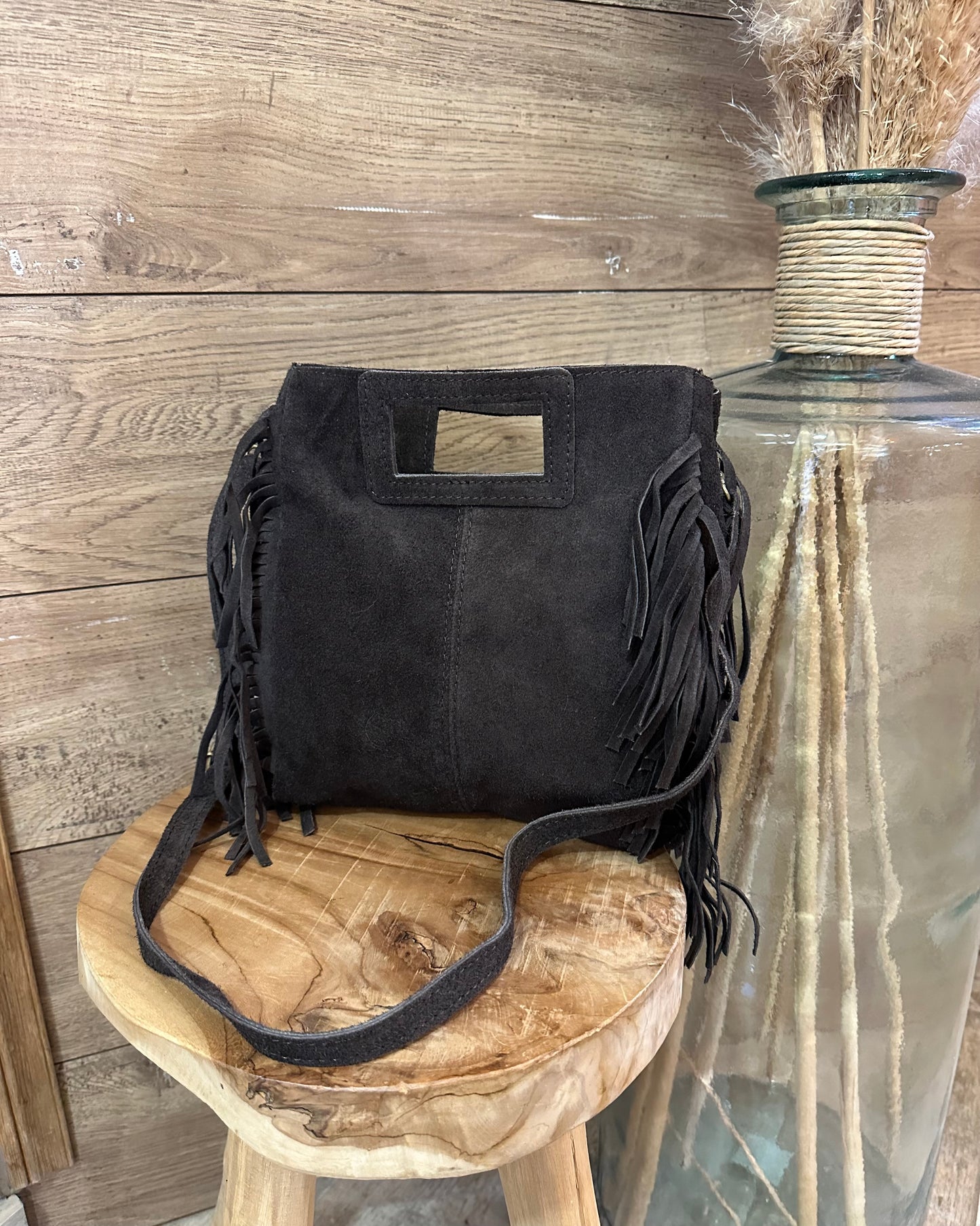 Sac en cuir à franges camel– La Maison de Manon