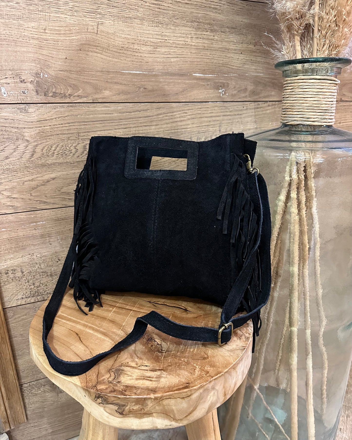 Sac en cuir à franges camel– La Maison de Manon