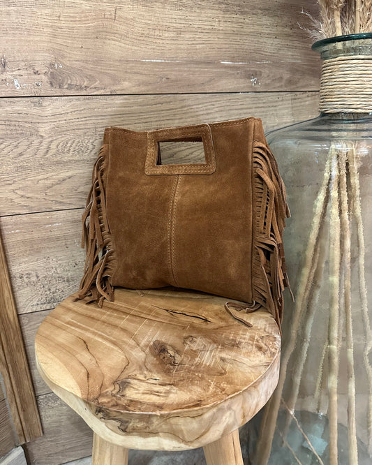 Sac en cuir à franges camel– La Maison de Manon