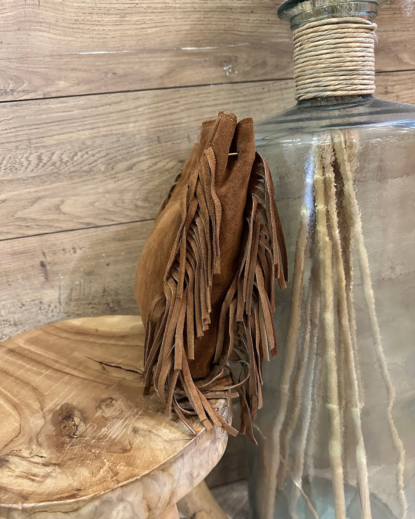 Sac en cuir à franges camel– La Maison de Manon