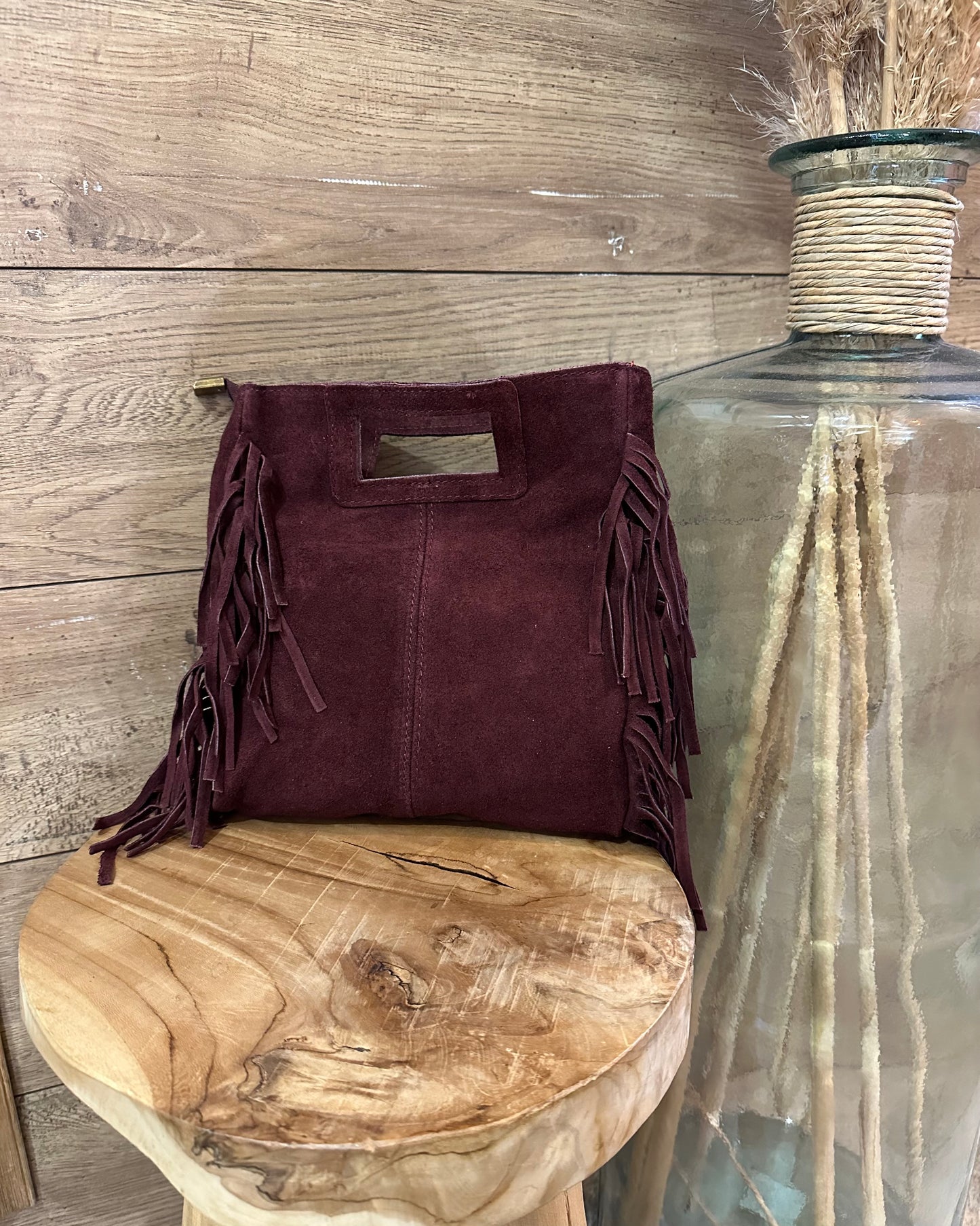 Sac en cuir à franges camel– La Maison de Manon