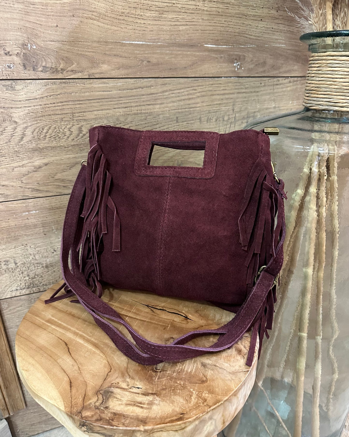 Sac en cuir à franges camel– La Maison de Manon