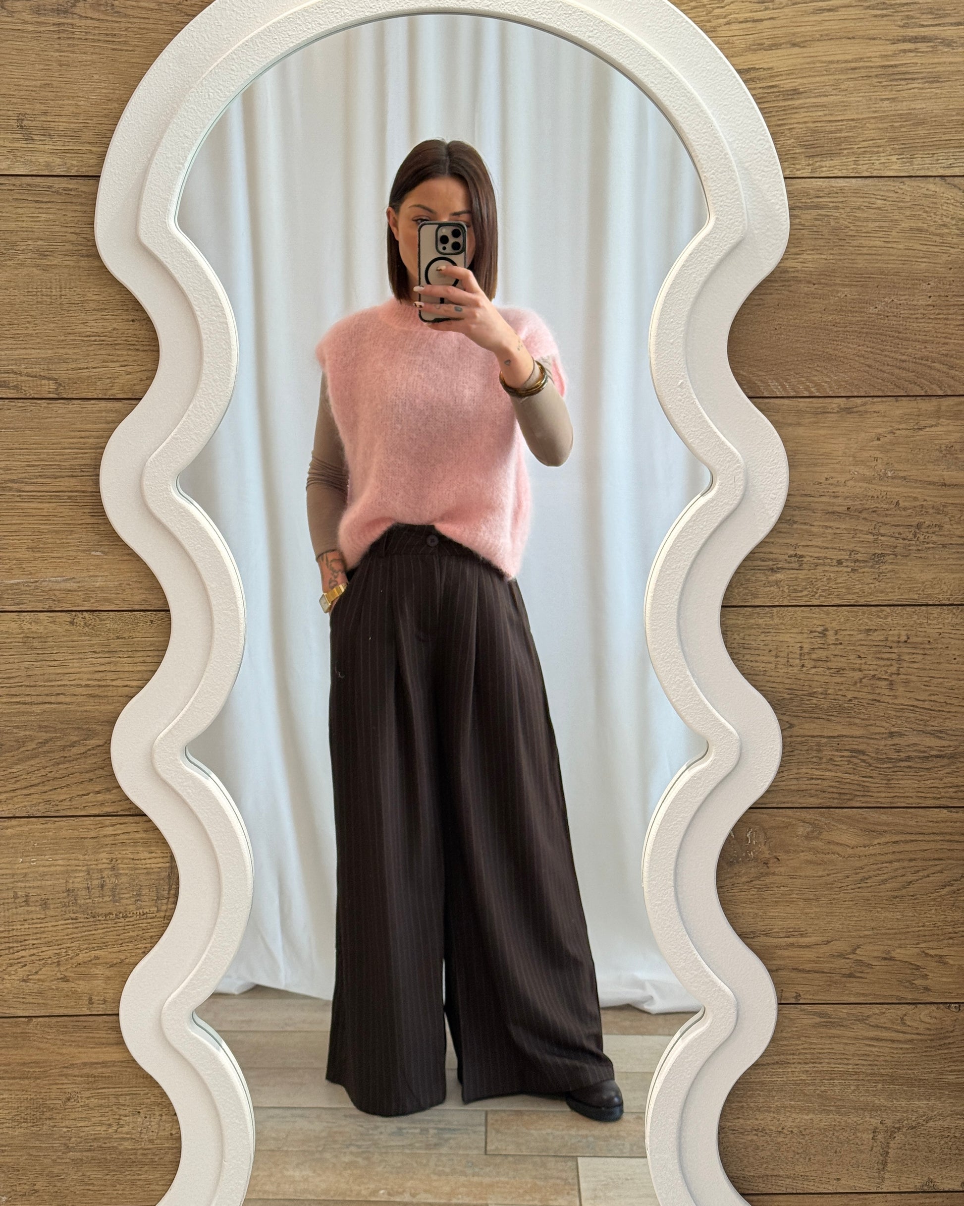 Pantalon fluide à pinces chocolat - La Maison de Manon