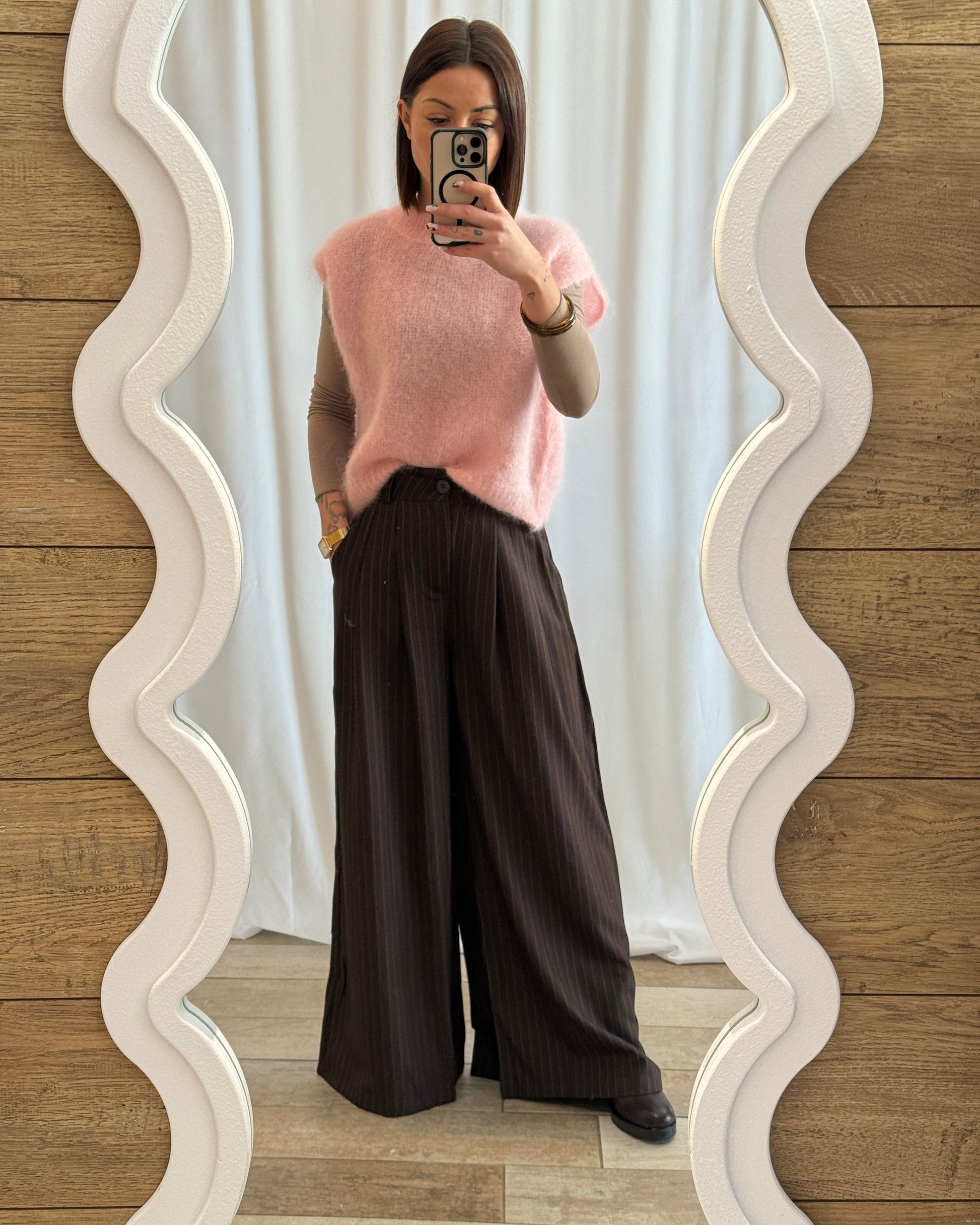 Pantalon fluide à pinces chocolat - La Maison de Manon