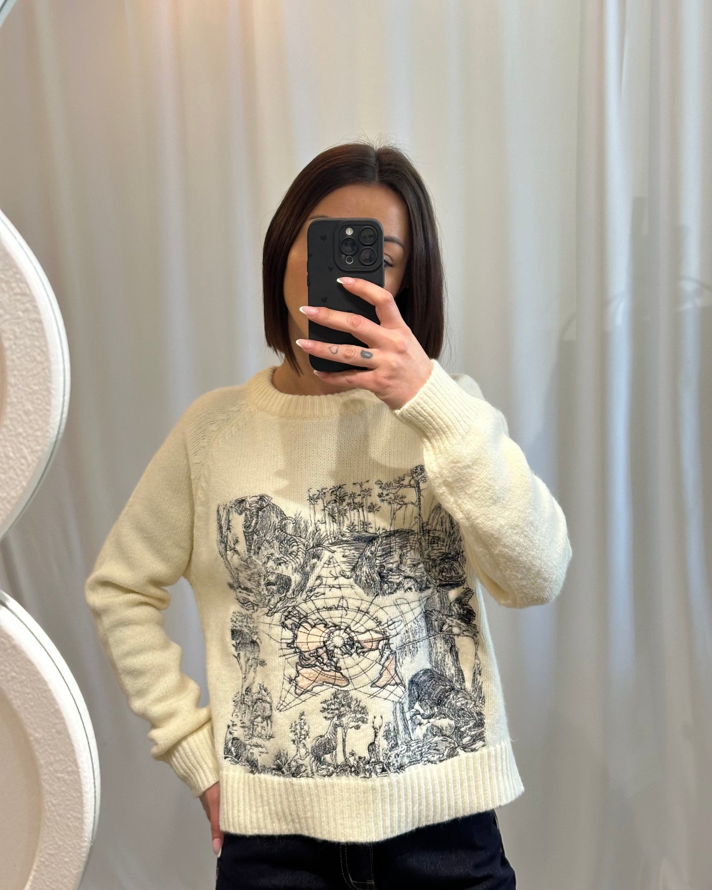 Pull écru imprimé  toile de Jouy– Doux & tendance - La Maison de Manon