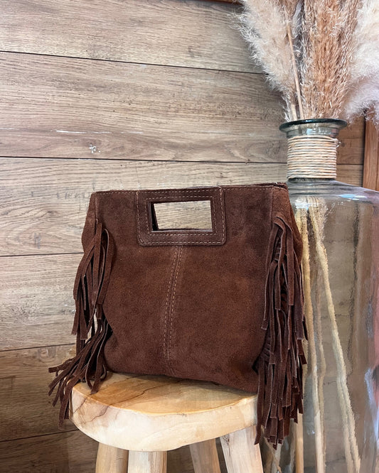 Sac en cuir marron à franges – La Maison de Manon