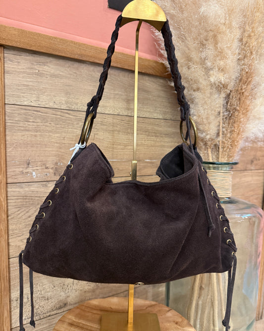 sac suédine chocolat bohème chic La maison de Manon
