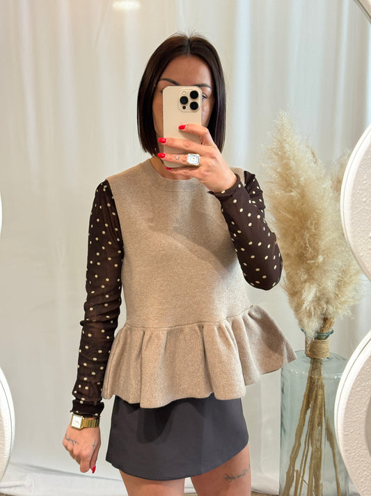 Pull beige femme volanté – La Maison de Manon