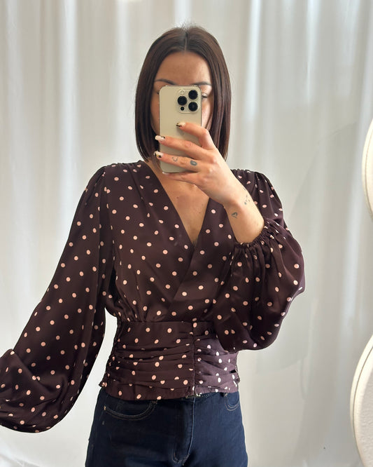 Top à pois prune et rose – La Maison de Manon